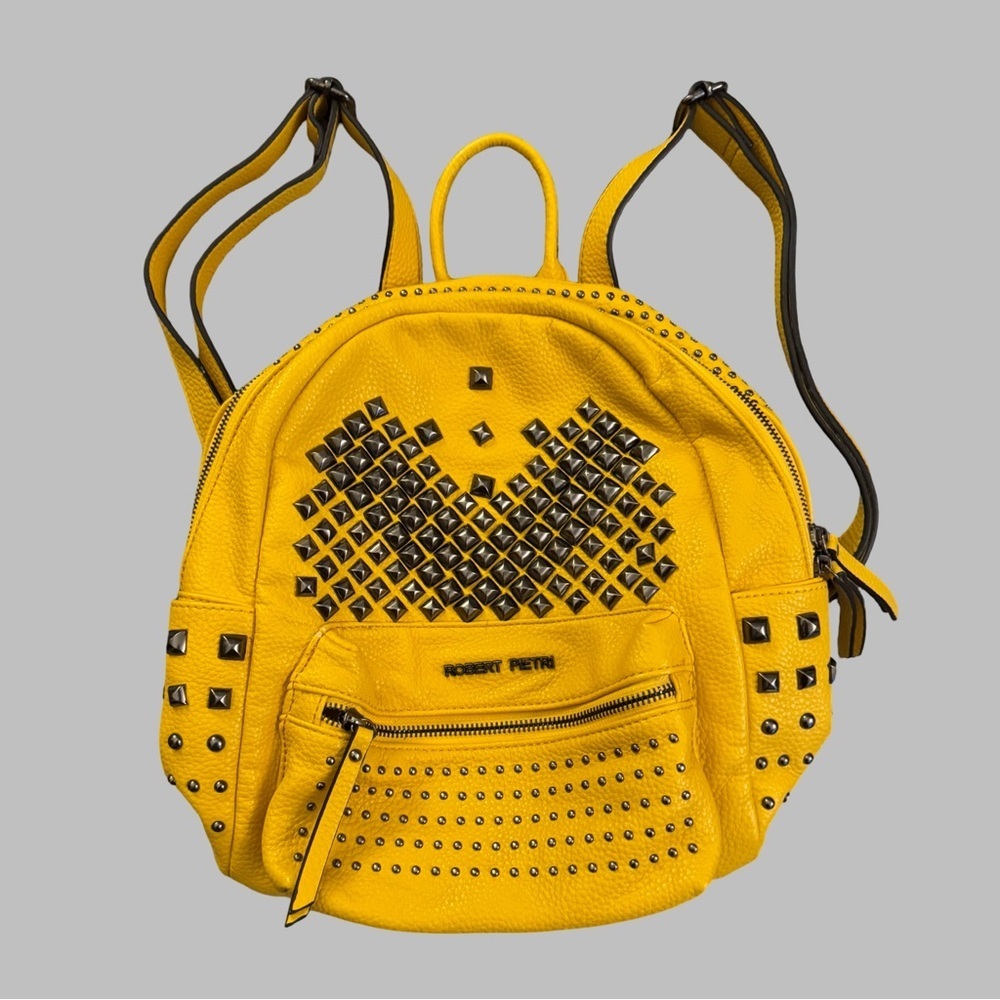 ROBERT PIETRI Yellow Studded Leather Backpack